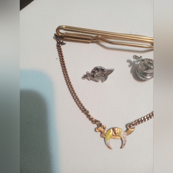 SHRINERS FREEMASON MASONIC TIE CLIP 1/20 12K GOLD FILLED + 2 Hat Pins Sterling - Picture 5 of 10